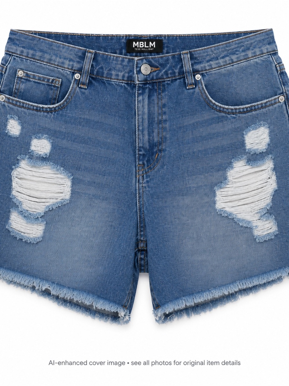 MBLM Tess Holliday Distressed Denim Shorts